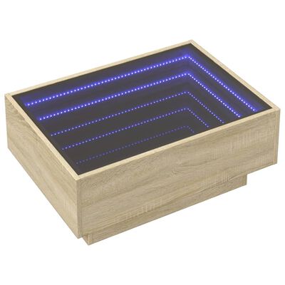 vidaXL LED-Couchtisch Sonoma Eiche 70x50x30 cm Holzwerkstoff