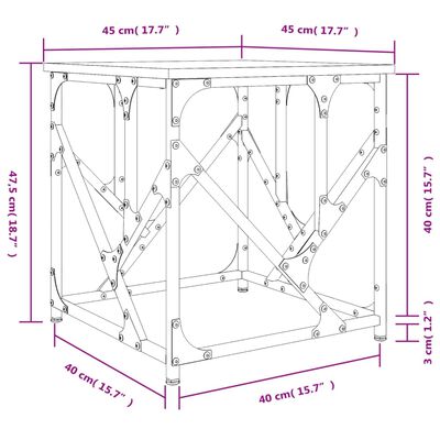 vidaXL Couchtisch Grau Sonoma 45x45x47,5 cm Holzwerkstoff