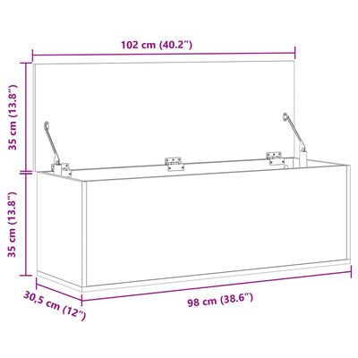 vidaXL Truhe Grau Sonoma 102x35x35 cm Holzwerkstoff