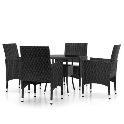 vidaXL 5-tlg. Garten-Essgruppe Poly Rattan Schwarz