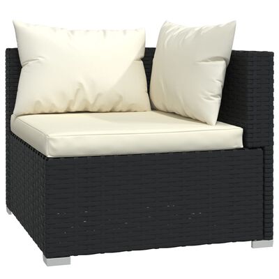 vidaXL 14-tlg. Garten-Lounge-Set mit Kissen Schwarz Poly Rattan