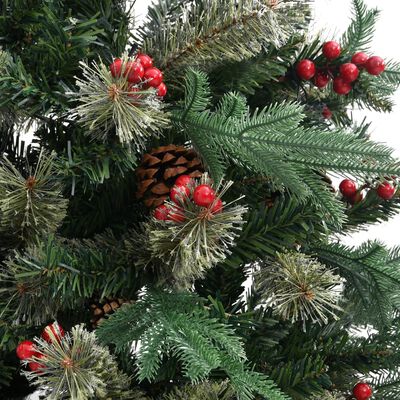 vidaXL Weihnachtsbaum mit Zapfen Grün 150 cm PVC & PE