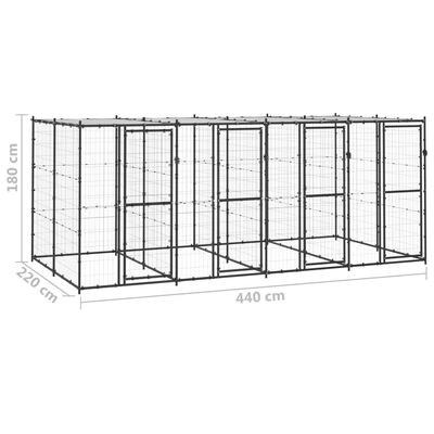 vidaXL Outdoor-Hundezwinger Stahl mit Überdachung 9,68 m²