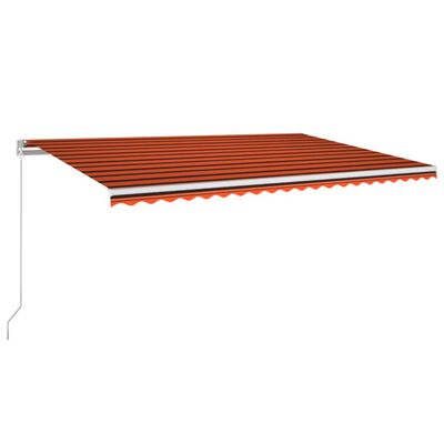 vidaXL Markise Manuell Einziehbar mit LED 500x300 cm Orange und Braun