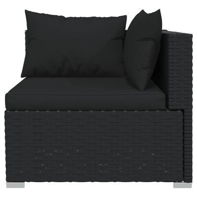 vidaXL 13-tlg. Garten-Lounge-Set mit Kissen Schwarz Poly Rattan