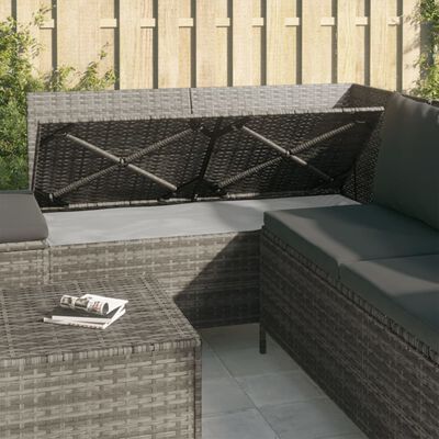 vidaXL 4-tlg. Garten-Lounge-Set mit Kissen Grau Poly Rattan