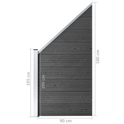 vidaXL Zaunelement Set WPC 1138x(105-186) cm Schwarz