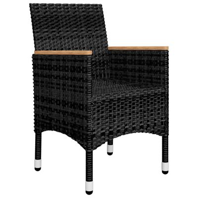 vidaXL 3-tlg. Bistro-Set Poly Rattan und Akazienholz Schwarz