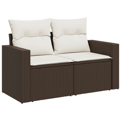 vidaXL 6-tlg. Garten-Sofagarnitur mit Kissen Braun Poly Rattan