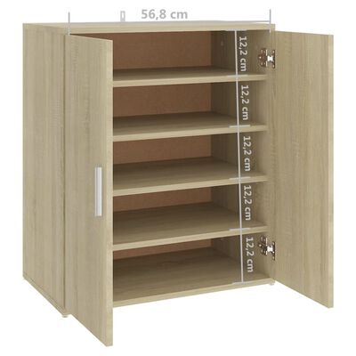 vidaXL Schuhschrank Sonoma-Eiche 60x35x70 cm Holzwerkstoff