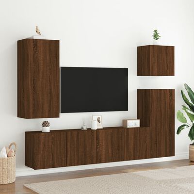 vidaXL TV-Wandschränke 2 Stk. Braun Eichen-Optik 80x30x41 cm