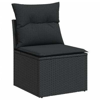 vidaXL 6-tlg. Garten-Sofagarnitur mit Kissen Schwarz Poly Rattan