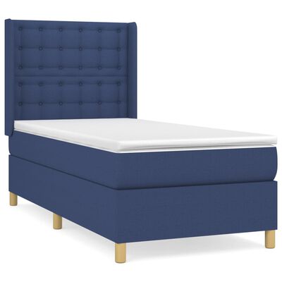 vidaXL Boxspringbett mit Matratze Blau 100x200 cm Stoff