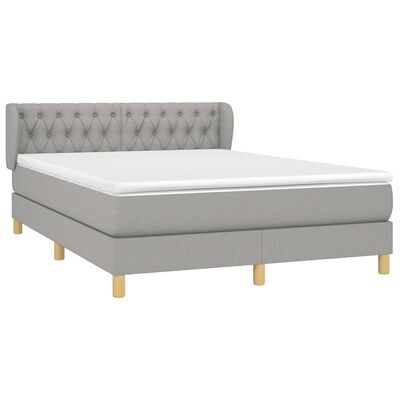 vidaXL Boxspringbett mit Matratze Hellgrau 140x190 cm Stoff