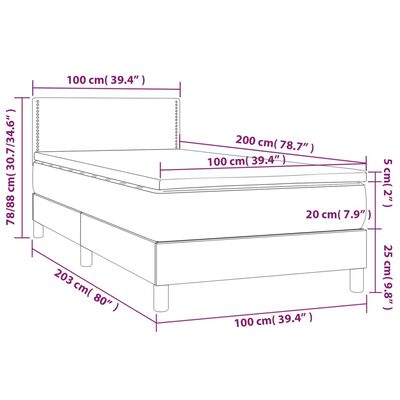 vidaXL Boxspringbett mit Matratze & LED Weiß 100x200 cm Kunstleder