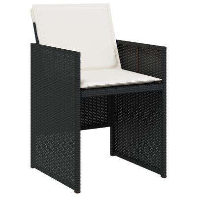 vidaXL 17-tlg. Garten-Essgruppe mit Kissen Schwarz Poly Rattan