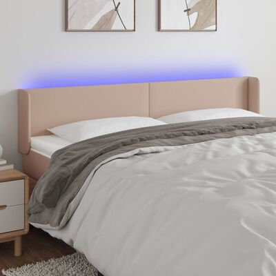 vidaXL LED Kopfteil Cappuccino-Braun 203x16x78/88 cm Kunstleder