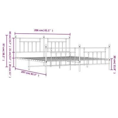 vidaXL Bettgestell mit Kopf- und Fußteil Metall Schwarz 200x200 cm