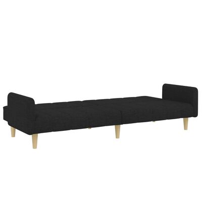 vidaXL Schlafsofa 2-Sitzer mit Fußhocker Schwarz Stoff