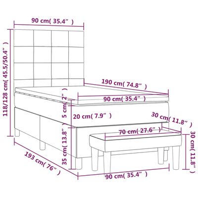 vidaXL Boxspringbett mit Matratze Rosa 90x190 cm Samt