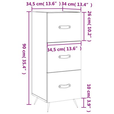 vidaXL Sideboard Räuchereiche 34,5x34x90 cm Holzwerkstoff