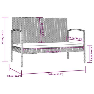 vidaXL 16-tlg. Garten-Lounge-Set mit Auflagen Poly Rattan Schwarz