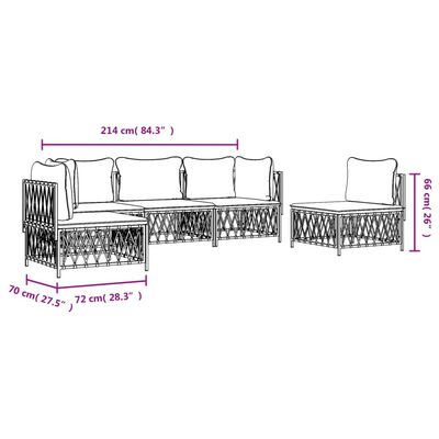 vidaXL 5-tlg. Garten-Lounge-Set mit Kissen Anthrazit Stahl