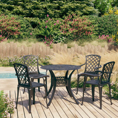 vidaXL 5-tlg. Bistro-Set Aluminiumguss Schwarz