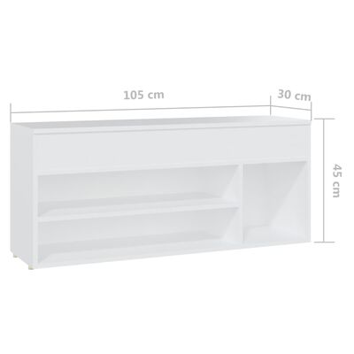 vidaXL Schuhbank Weiß 105x30x45 cm Holzwerkstoff