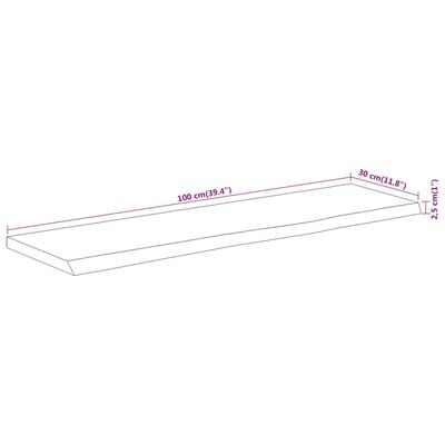 vidaXL Wandregal 100x30x2,5 cm Rechteckig Massivholz Akazie Baumkante