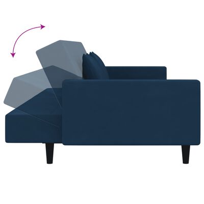 vidaXL Schlafsofa 2-Sitzer mit 2 Kissen Blau Samt