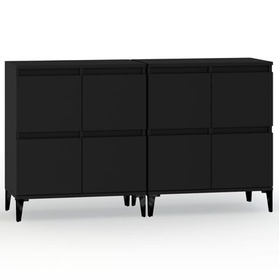 vidaXL Sideboards 2 Stk. Schwarz 60x35x70 cm Holzwerkstoff