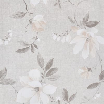 vidaXL Vliestapete 3D Blumenmuster Grau 10x0,53 m