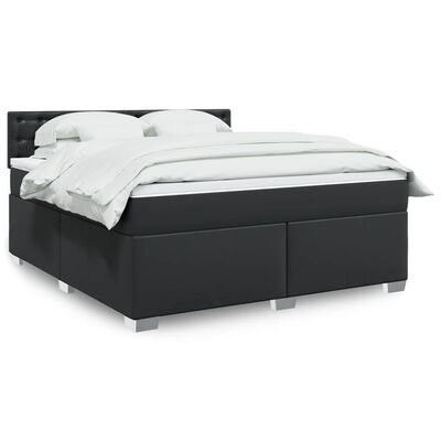 vidaXL Boxspringbett mit Matratze Schwarz 180x200 cm Kunstleder