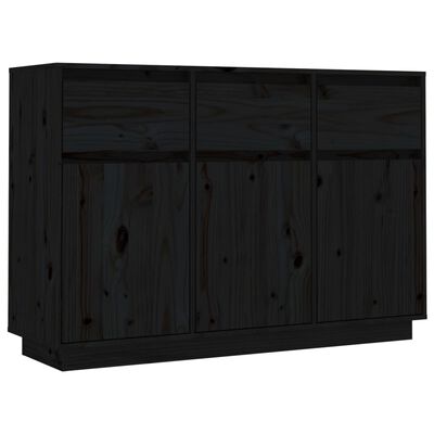 vidaXL Sideboard Schwarz 110x34x75 cm Massivholz Kiefer