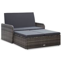 vidaXL 2-tlg. Garten-Lounge-Set mit Auflagen Poly Rattan Grau