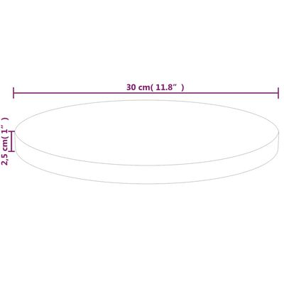 vidaXL Runde Tischplatte Ø30x2,5 cm Unbehandeltes Massivholz Eiche