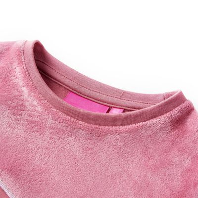 Kinder-Sweatshirt Samt-Patchwork Himbeerrosa 104