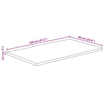 vidaXL Tischplatte 120x60x2,5cm Rechteckig Massivholz Akazie Baumkante