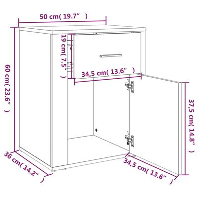 vidaXL Nachttisch Sonoma-Eiche 50x36x60 cm Holzwerkstoff