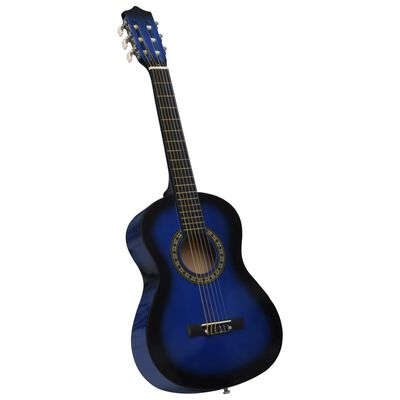 vidaXL 8-tlg. Klassikgitarren-Set für Anfänger Blau 1/2 34"