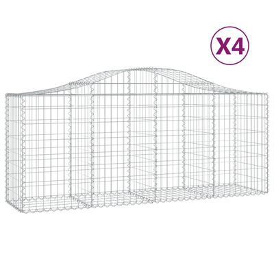 vidaXL Gabionen mit Hochbogen 4 Stk. 200x50x80/100 cm Verzinktes Eisen