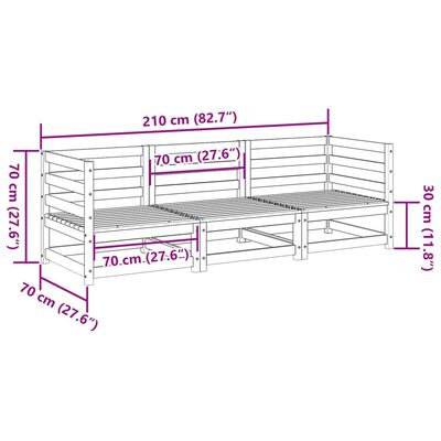 vidaXL 3-tlg. Garten-Sofagarnitur Kiefernholz Imprägniert