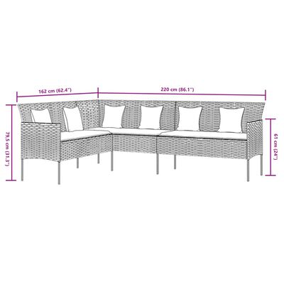 vidaXL 2-tlg. Garten-Essgruppe mit Kissen Grau Poly Rattan