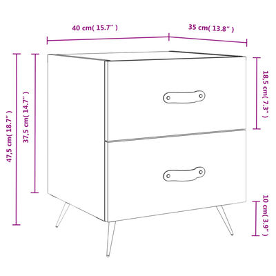 vidaXL Nachttische 2 Stk. Hochglanz-Weiß 40x35x47,5 cm Holzwerkstoff