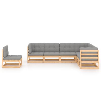 vidaXL 7-tlg. Garten-Lounge-Set mit Kissen Massivholz Kiefer