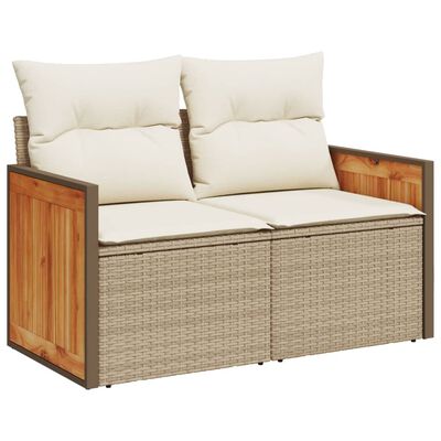 vidaXL 3-tlg. Garten-Sofagarnitur mit Kissen Beige Poly Rattan