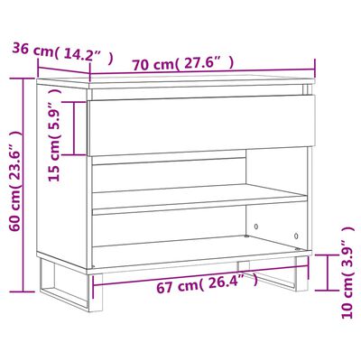 vidaXL Schuhregal Weiß 70x36x60 cm Holzwerkstoff