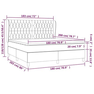 vidaXL Boxspringbett mit Matratze Taupe 180x200 cm Stoff