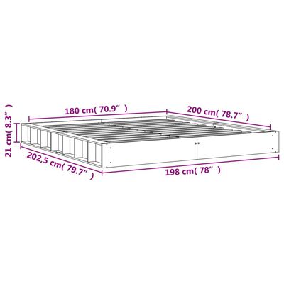 vidaXL Massivholzbett ohne Matratze Wachsbraun 180x200 Kiefernholz